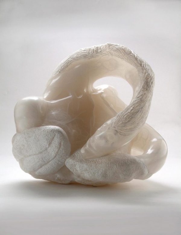 Stone sculpture, my fingers are feathers by Darcy Meeker